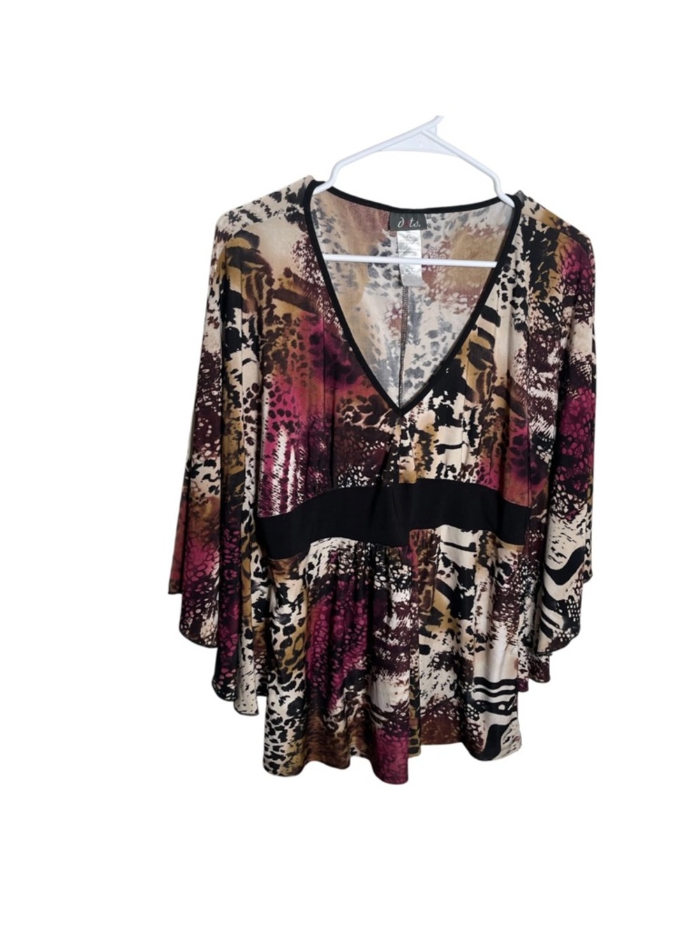 Dots Blouse Women's SZ XL Flare V-Neck Slouchy Y2k Colorful Shirt Top Artsy Boho